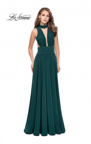 Picture of: A-line Prom Dress with Choker Neck Detail and Open Back in Forest Green, Style: 25568, Detail Picture 2