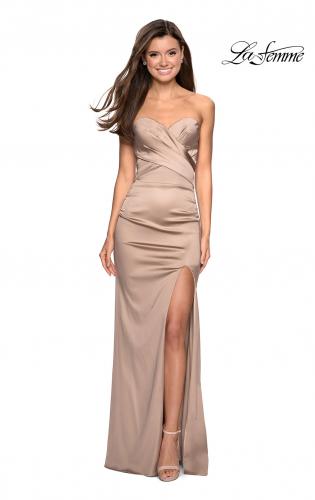 silk rose gold prom dress
