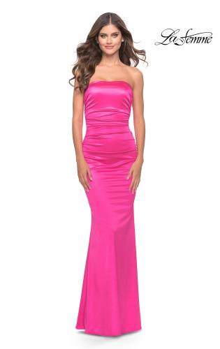 Picture of: Chic Strapless Liquid Jersey Gown with Ruching in Hot Pink in Hot Pink, Style: 31425, Main Picture