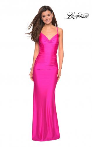 long bright pink dress