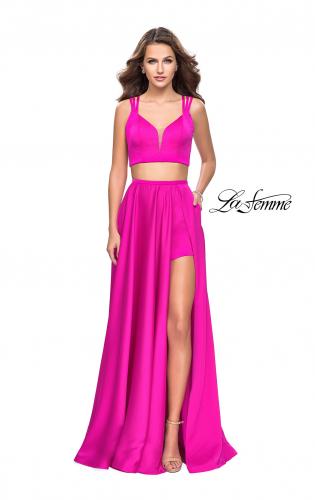 Picture of: Two Piece Prom Dress with Shorts and Strappy Back in Hot Pink, Style: 25288, Detail Picture 1