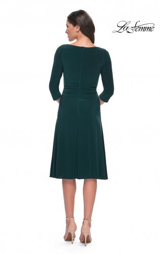 Picture of: Chic Tea Length Jersey Dress with Ruching in Wine, Style: 30069, Detail Picture 2