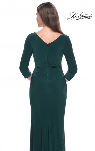 Picture of: Long Evening Dress with Wrap Style Neckline in Hunter Green, Style: 31020, Detail Picture 6