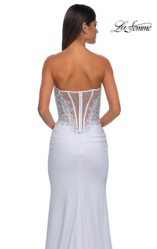 Picture of: Strapless Prom Dress with Unique Rhinestone Design Top in Ivory, Style: 32961, Detail Picture 5