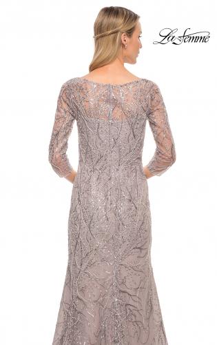 Picture of: Stunning Lace Beaded Gown with Illusion Sleeves in Purple, Style: 30044, Detail Picture 2