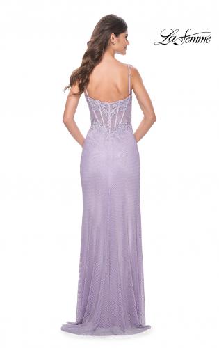 Picture of: Stunning Rhinestone Fishnet Dress with Lace Detail Bodice in Lavender, Style: 32236, Detail Picture 4