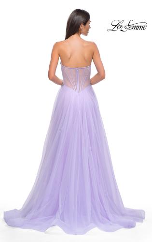 Picture of: Tulle A-line Prom Dress with Beautiful Rhinestone Side Detail in Lavender , Style 32767, Detail Picture 6