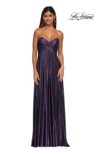 Picture of: Strapless Metallic Prom Dress with Knot Detail in Lavender, Style: 33047, Detail Picture 7