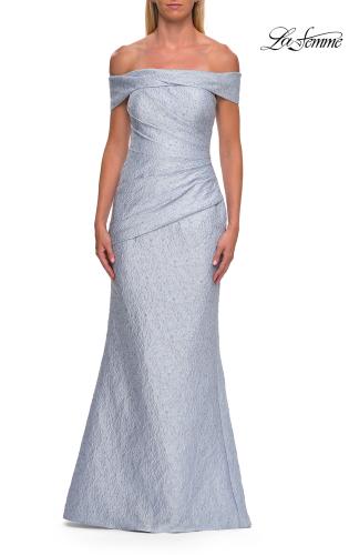 Picture of: Off-the-Shoulder Textured Evening Gown in Light Blue, Style: 33719, Main Picture