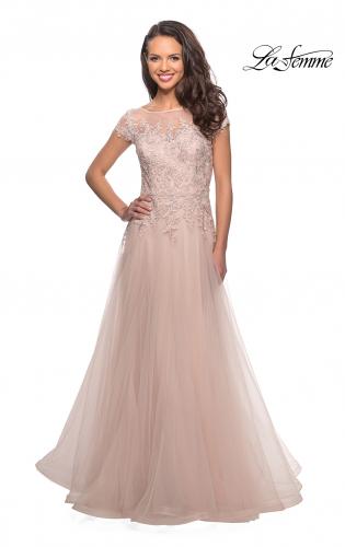 light pink mother of bride dress