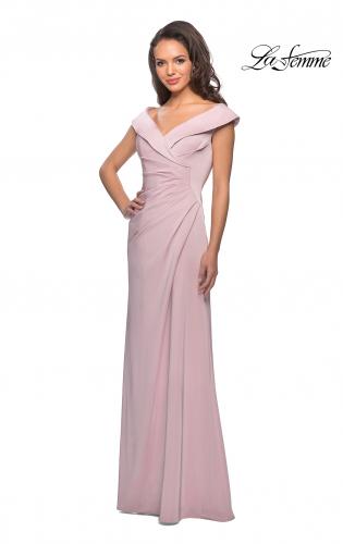 Picture of: Satin Floor Length Gown with Ruched Detailing in Light Blush, Style: 26523, Detail Picture 5