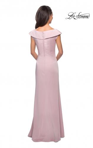 Picture of: Satin Floor Length Gown with Ruched Detailing in Light Blush, Style: 26523, Detail Picture 6