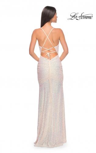 Picture of: Stretch Sequin Fitted Prom Dress with Open Back in Light Blush, Style: 32331, Detail Picture 10