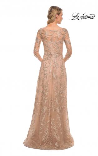 Picture of: Mother of the Bride Lace Dress with Three-Quarter Sleeves in Gold, Style: 30021, Back Picture