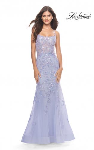 Picture of: Beautiful Mermaid Gown with Sequin Lace Details in Light Periwinkle, Style: 31581, Main Picture