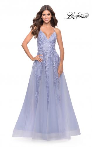 Picture of: Tulle Prom Dress with Lace Detail in Light Periwinkle, Style: 31503, Detail Picture 4