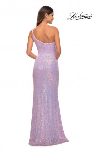 Picture of: Bright Simple One Shoulder Long Sequin Evening Gown in Light Periwinkle, Detail Picture 5