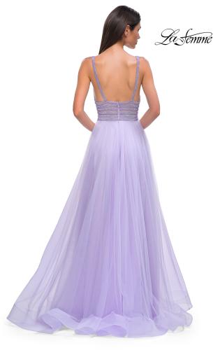 Picture of: Gorgeous Line Rhinestone Top Dress with A-line Tulle Skirt in Light Periwinkle, Style 32714, Detail Picture 6