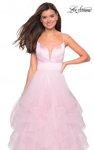 Picture of: Tulle A Line Dress with Plunging Sweetheart Neckline in Light Pink, Style: 27024, Detail Picture 6