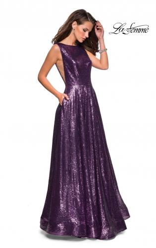 purple and rose gold dress