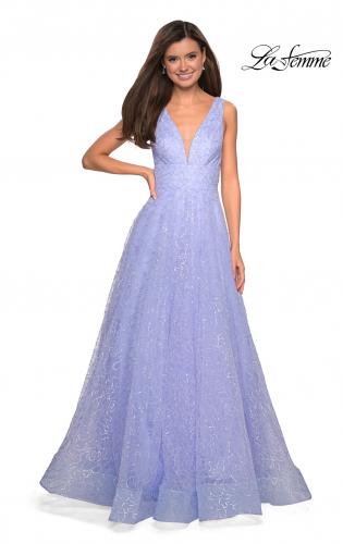Picture of: Sequin Print Ball Gown with Deep V and Pockets in Lilac Mist, Style: 27323, Detail Picture 1