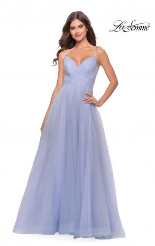 Picture of: Tulle A-Line Prom Dress with Rhinestone Straps in Lilac Mist, Style: 31204, Detail Picture 3