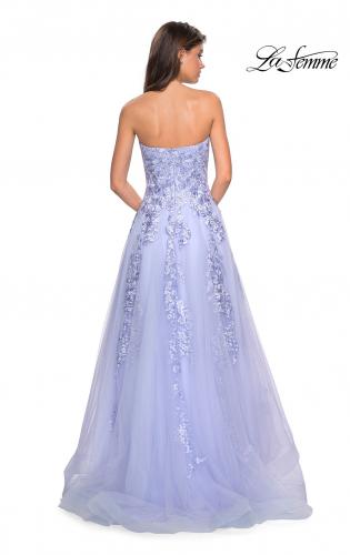 Picture of: Strapless Tulle Prom Dress with Lace Appliques in Lilac Mist, Style: 27269, Detail Picture 5