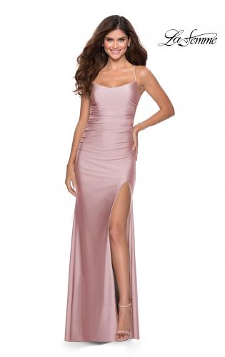 Picture of: Long Prom Dress with Tie Up Back Jersey in Mauve, Style: 30630, Main Picture