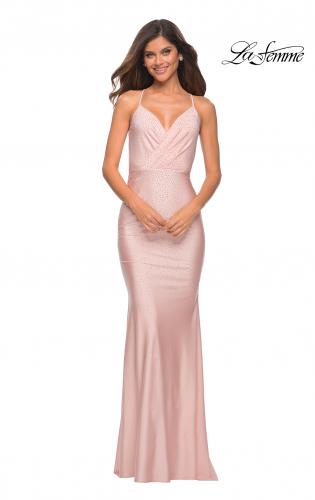 Picture of: Sparkling Pastel Jersey Gown with Open Back in Pink, Style: 30463, Detail Picture 11