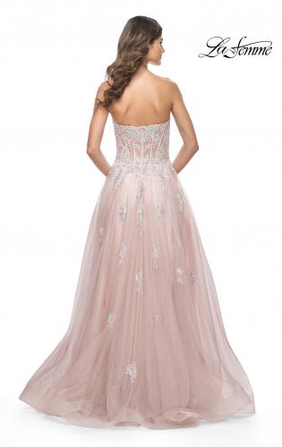 Picture of: Gorgeous Lace A-Line Dress with Rhinestone Lace Details in Mauve, Style: 32111, Back Picture