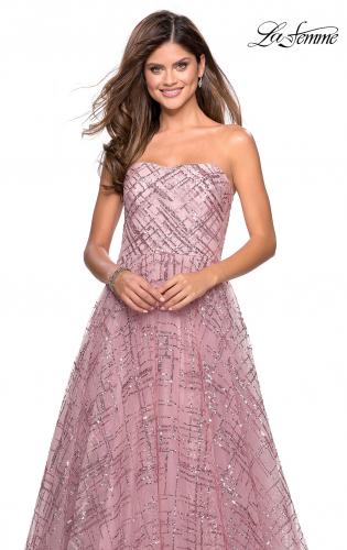 Picture of: Strapless A Line sequin Prom Gown with Pockets in Mauve, Style: 27237, Detail Picture 1