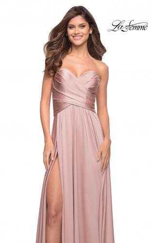 Picture of: Simple Strapless Jersey Dress with High Slit in Mauve, Style: 30700, Detail Picture 2