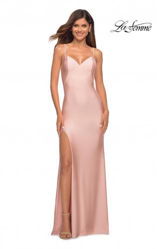 Picture of: Rhinestone Strap Simple Long Jersey Dress in Pink, Style: 30435, Detail Picture 4
