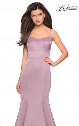 Picture of: Fitted Long Dress with Seams and Large Gold Zipper in Mauve, Style: 27524, Detail Picture 6