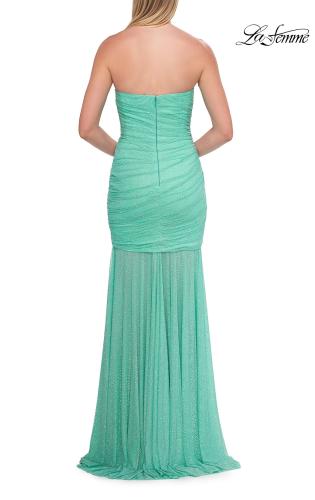 Picture of: Strapless Ruched Rhinestone Gown with Sheer Skirt in Mint, Style: 33725, Detail Picture 20