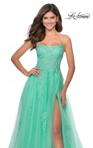 sea green prom dress