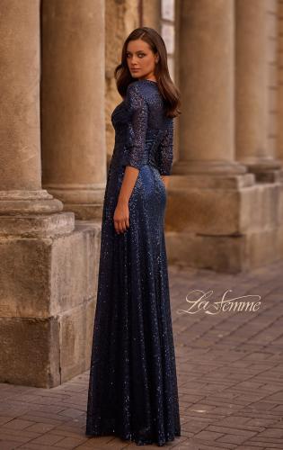 Picture of: Sequin Evening Gown with Knot Detail on Front, Style: 27930, Back Picture