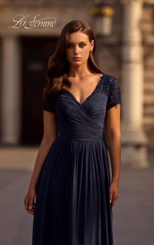 Picture of: Jersey Long Evening Dress with Short Lace Sleeves, Style: 29772, Detail Picture 1