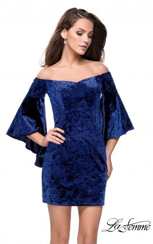 la femme off the shoulder velvet & tulle party dress