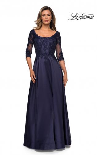 three quarter sleeve evening gowns