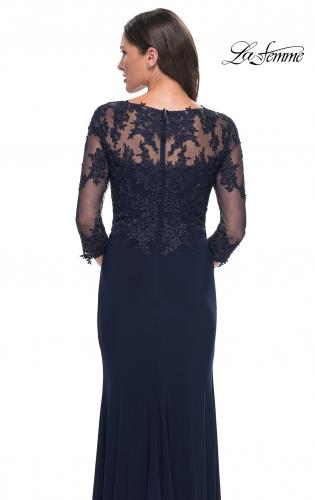 Picture of: Lace and Net Jersey Gown with Illusion Sleeves in , Style: 30384, Detail Picture 14