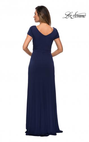la femme strappy back jersey evening dress