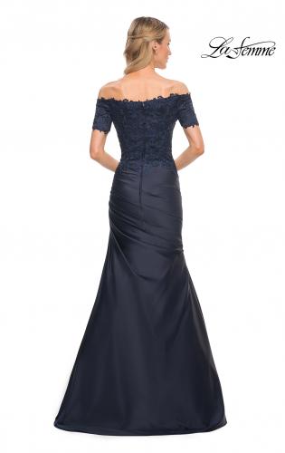Navy off the shoulder mother of the bride dress hotsell