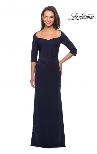 Picture of: Classic Long Dress with Three Quarter Sleeves in Navy, Style: 25148, Detail Picture 1