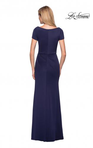 Picture of: Elegant Long Jersey Dress with Short Sleeves in Navy, Style: 27067, Detail Picture 2