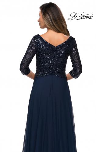 3/4 Sleeve Navy Blue Evening Dresses A-Line Sexy Deep V-Neck Lace Appliques  Zipper Satin Formal Elegant Party Prom Gown With Bow - AliExpress