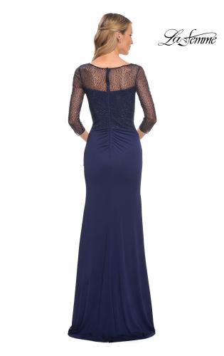 Picture of: Jersey Long Dress with Beading and Ruffle Skirt in Blue, Style: 30028, Detail Picture 2