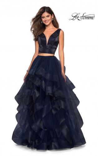 Navy 2 best sale piece prom dress