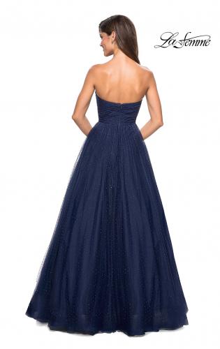 Picture of: Strapless Fully Rhinestone A-Line Prom Dress in Navy, Style: 27630, Back Picture