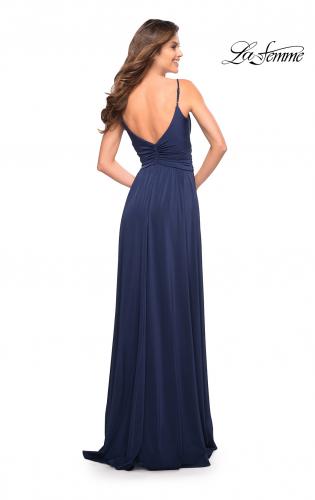 Picture of: Elegant Criss-Cross Ruched Bodice Jersey Dress in Navy, Style: 30571, Detail Picture 5